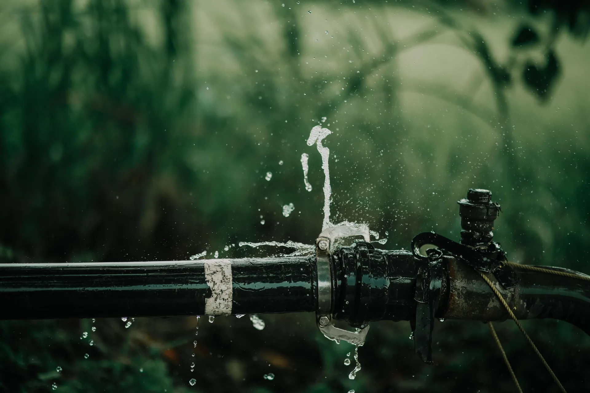 Water spraying from a joint in a supply pipe